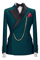 Peaked Lapel Two Pieces Blue Prom Suits