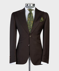 Brown Newest Peaked Lapel Three Pieces Men Suits For Business