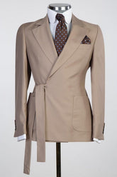Notched Lapel Two Pieces Brown Prom Suits