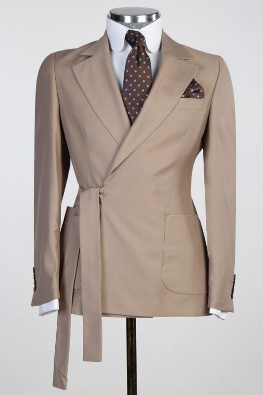 Notched Lapel Two Pieces Brown Prom Suits