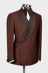 Shawl Lapel Double Breasted Brown Wedding Suits