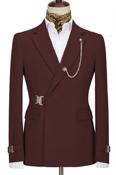 Notched Lapel Burgundy Prom Suits For Men