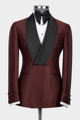 Burgundy Shawl Lapel Two Pieces Chic Prom Men Suits