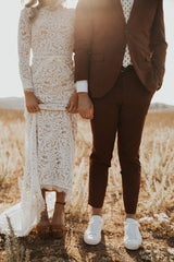 Elegant Sheath Square Neckline Lace Court Train Backless Wedding Dress