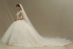 Cap Sleeves Lace Ball Gown Wedding Scoop Neck-27dress