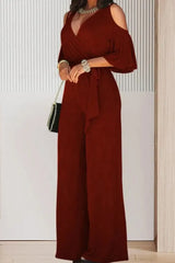 Casual Off-the-Shoulder Short Sleeves Jumpsuits for Women-27dress