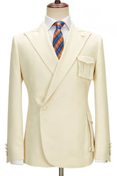 Champagne Peaked Lapel Simple Prom Suits