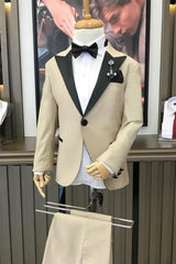 Champagne Peaked Lapel Two Pieces Fancy Prom Suits