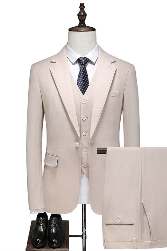Champagne Three Pieces Notched Lapel Men Suits For Prom
