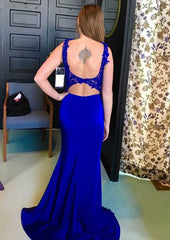 Charmeuse Prom Dress With Split Lace | Sheath/Column V Neck Sleeveless Court Train-27dress