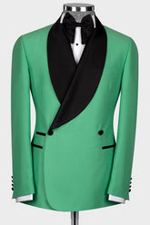 Charming Shawl Lapel Double Breasted Green Prom Suits