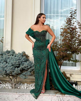 Charming Stain One-Shoulder Long Mermaid Prom Dress With Split HF0006