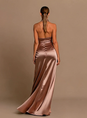 Cheap Halter Sleeveless Long Prom Dress with Slit-27dress