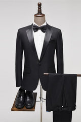 Chic Black Notched Lapel Two Pieces Men Suits For Wedding