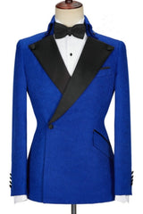 Chic Peaked Lapel Two Pieces Blue Prom Suits
