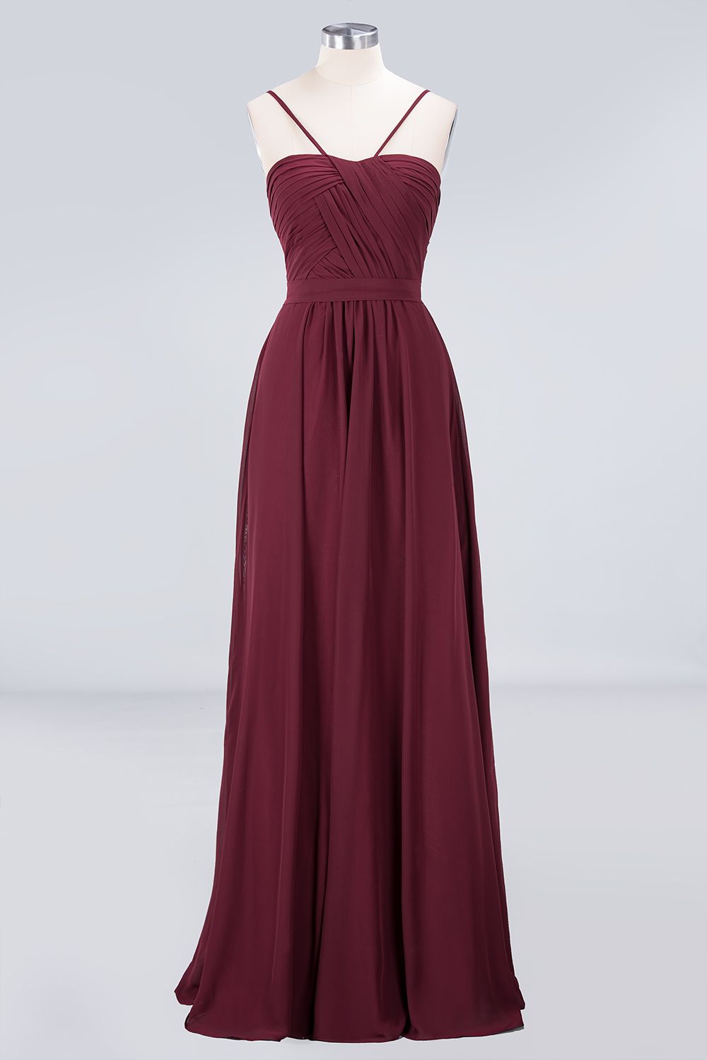 Chic Burgundy Sweetheart Long Bridesmaid Dress With Spaghetti-Straps-27dress