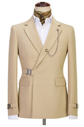 Chic Notched Lapel Two Pieces Slim Fit Gold Brown Prom Suits