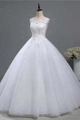 Chic Jewel Tulle Sequined Wedding Dress Sleeveless Appliques Beadings Bridal Gowns On Sale-27dress