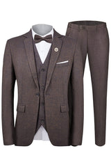Chic Light Coffee Notched Lapel Three Pieces Business Men Suits