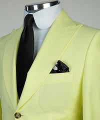 Chic Light Peaked Lapel Three Pieces Men Yellow Business Suits