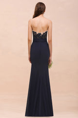 Chic Mermaid Chiffon Lace Affordable Bridesmaid Dress with Spaghetti Straps-27dress
