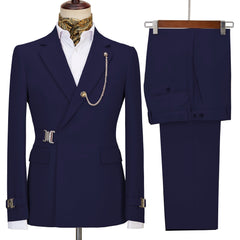 Chic Navy Blue Notched Lapel Men Suits For Prom