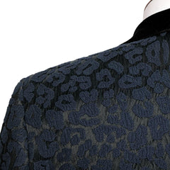 Chic Shawl Lapel Two Pieces Jacquard Navy Blue Wedding Suits