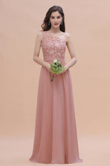 Chic One Shoulder Chiffon Lace Vintage Mauve Bridesmaid Dress On Sale-27dress