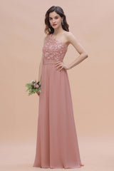 Chic One Shoulder Chiffon Lace Vintage Mauve Bridesmaid Dress On Sale-27dress