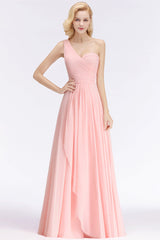 Chic One-shoulder Ruffle Sleeveless Bridesmaid Dress Affordable Online-27dress