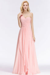 Chic One-shoulder Ruffle Sleeveless Bridesmaid Dress Affordable Online-27dress