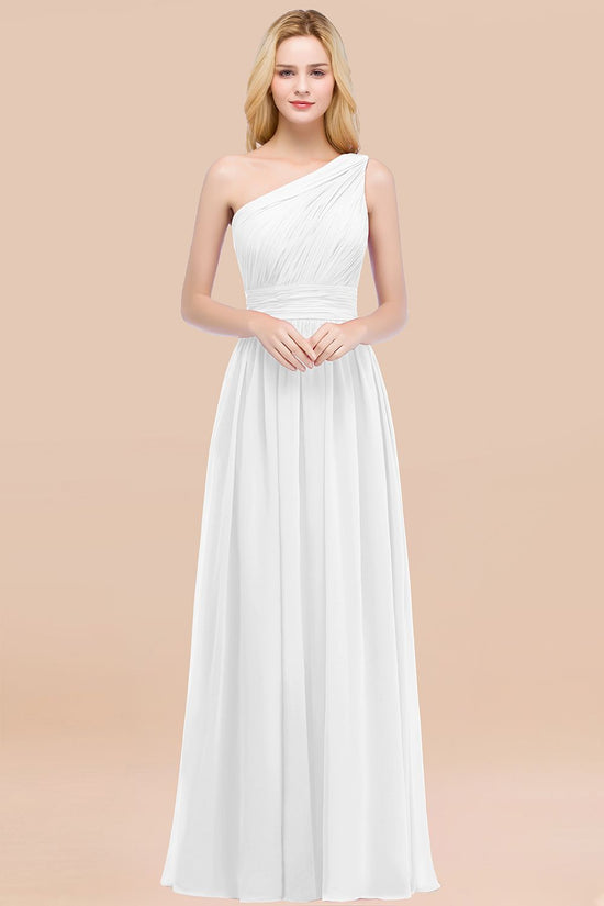 Chic One-shoulder Sleeveless Burgundy Chiffon Bridesmaid Dresses Online-27dress