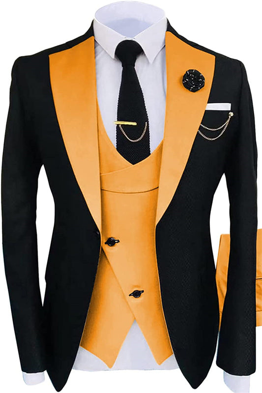 Chic Orange Shawl Lapel Three Pieces Prom Suits