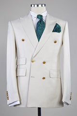 Chic Peaked Lapel Double Breasted Men Business Suits