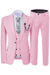 Chic Notched Lapel Three Pieces Pink Prom Suits