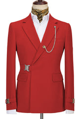 Chic Notched Lapel Red Prom Suits For Men