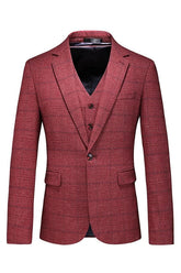 Chic Notched Lapel Three Pieces Men Red Prom Suits