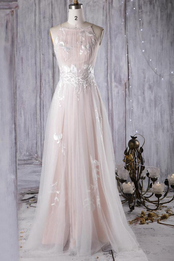 Chic Ruffle Floor Length Tulle A-line Wedding Dress Online-27dress