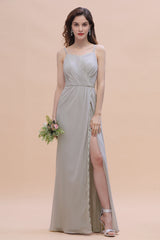 Chic Spaghetti Straps Chiffon Lace A-Line Bridesmaid Dress On Sale-27dress