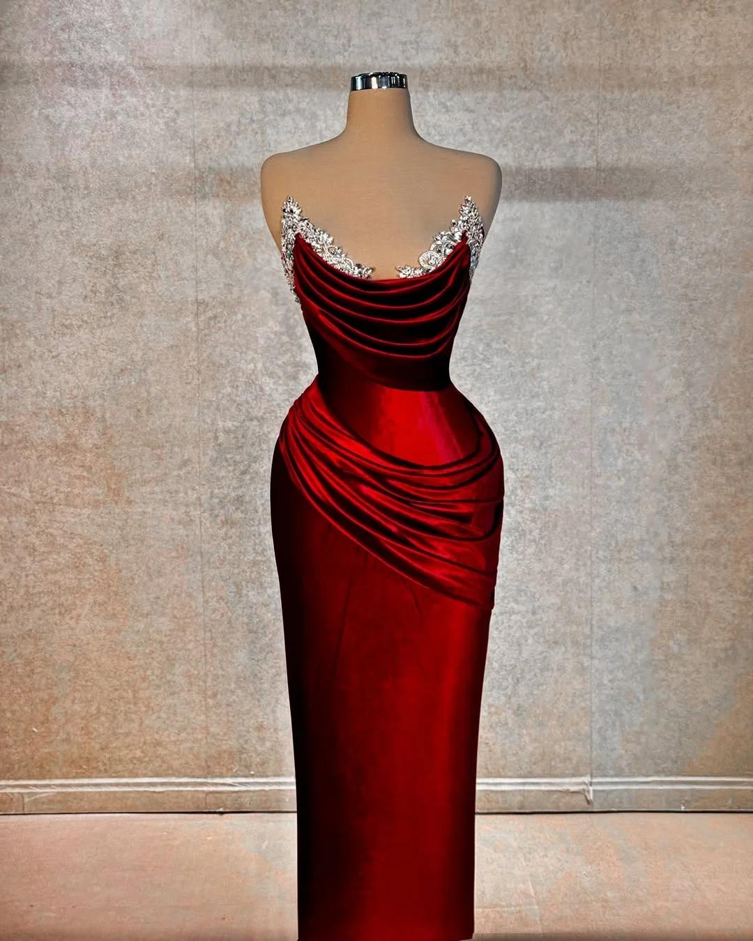 Chic Strapless Sleeveless Long Prom Dress With Beading Pleated