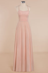 Chic Straps Sleeveless Chiffon Affordable Bridesmaid Dresses with Ruffle-27dress