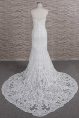 Chic Sweetheart Mermaid Lace Wedding Dresses White Sleeveless Bridal Gowns With Appliques On Sale-27dress