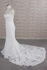 Chic Sweetheart Mermaid Lace Wedding Dresses White Sleeveless Bridal Gowns With Appliques On Sale-27dress