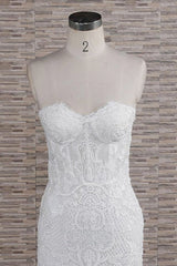 Chic Sweetheart Mermaid Lace Wedding Dresses White Sleeveless Bridal Gowns With Appliques On Sale-27dress