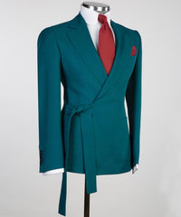 Chic Notched Lapel Two Pieces Teal Blue Prom Suits