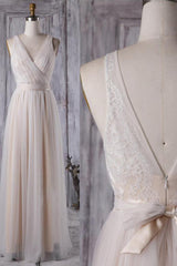 Chic Tulle Lace Wedding Dress Ruffle V-neck Sleeveless Bridal Gowns On Sale-27dress