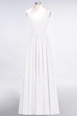 Chic V-Neck Straps Ruffle Burgundy Bridesmaid Dresses with Bow Sash-27dress