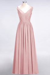 Chic V-Neck Straps Ruffle Burgundy Bridesmaid Dresses with Bow Sash-27dress