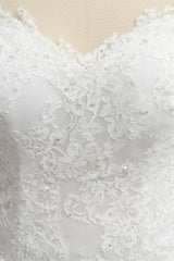 Chic White A-line Tulle Wedding Dresses Jewel Sleeveless Ruffle Bridal Gowns With Appliques On Sale-27dress