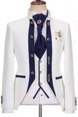 Chic Shawl Lapel Three Pieces Bespoke White Wedding Suits